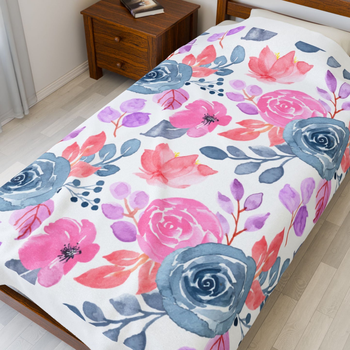 Floral Velveteen Plush Blanket