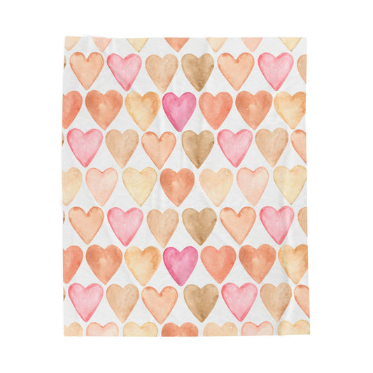 Cozy Heart Pattern Velveteen Plush Blanket