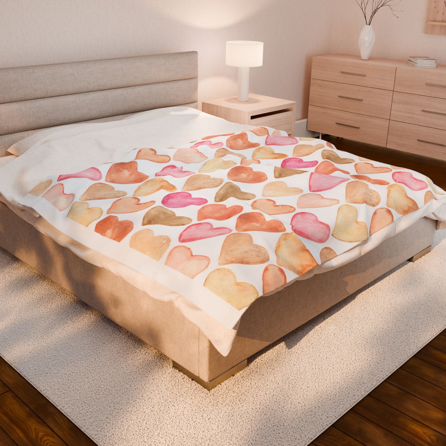 Cozy Heart Pattern Velveteen Plush Blanket