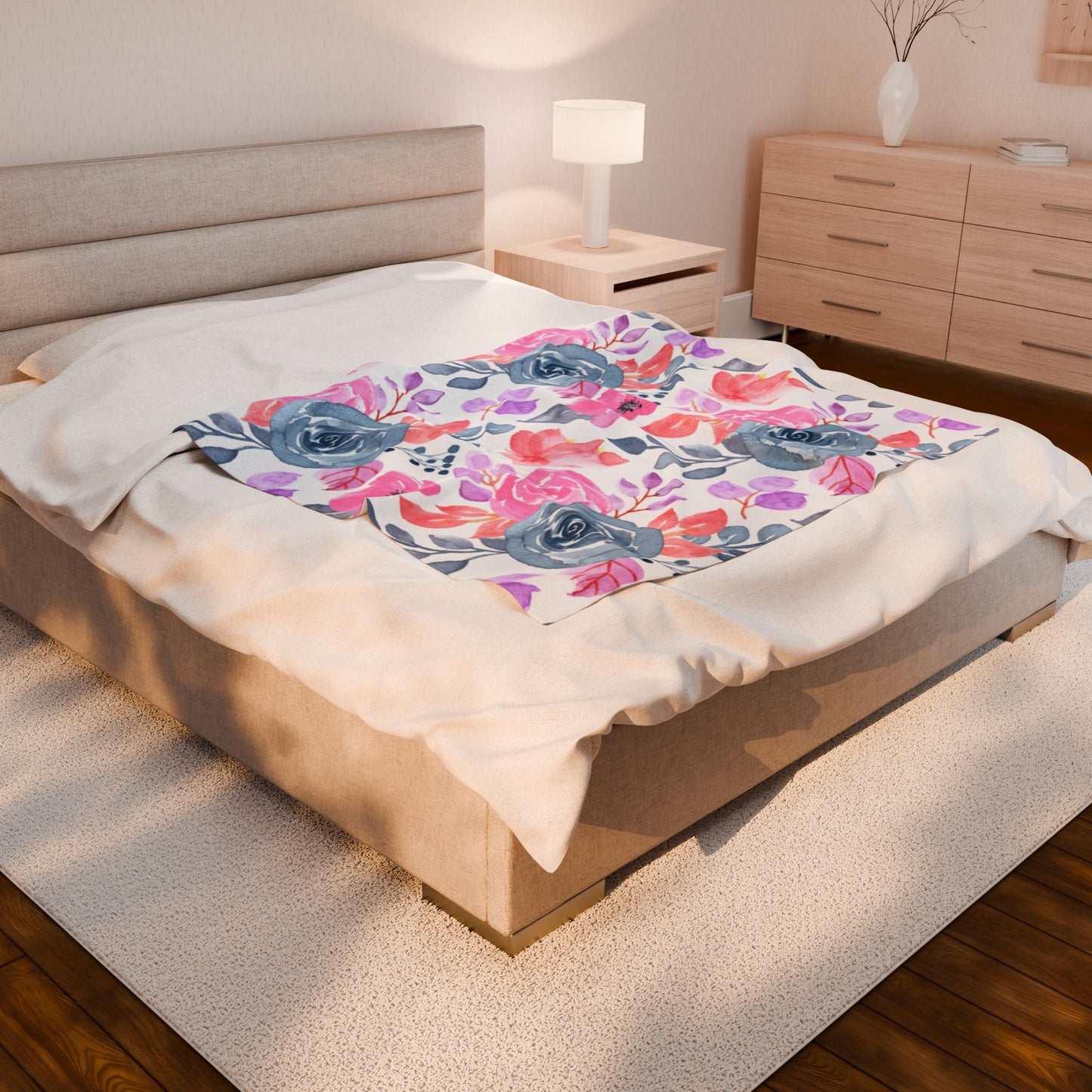 Floral Velveteen Plush Blanket