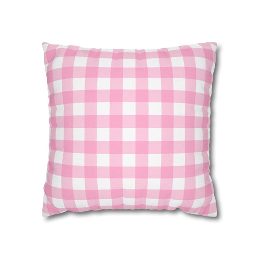 Cozy Pink Checkered Pillowcase