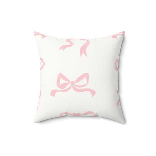 Bow coded Faux Suede Square Pillow