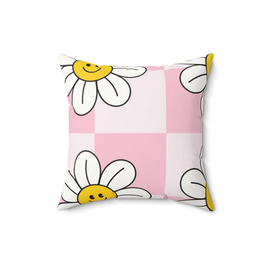 Cheerful Daisy Faux Suede Pillow