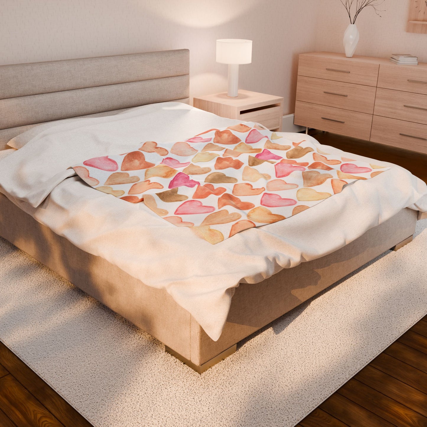 Cozy Heart Pattern Velveteen Plush Blanket