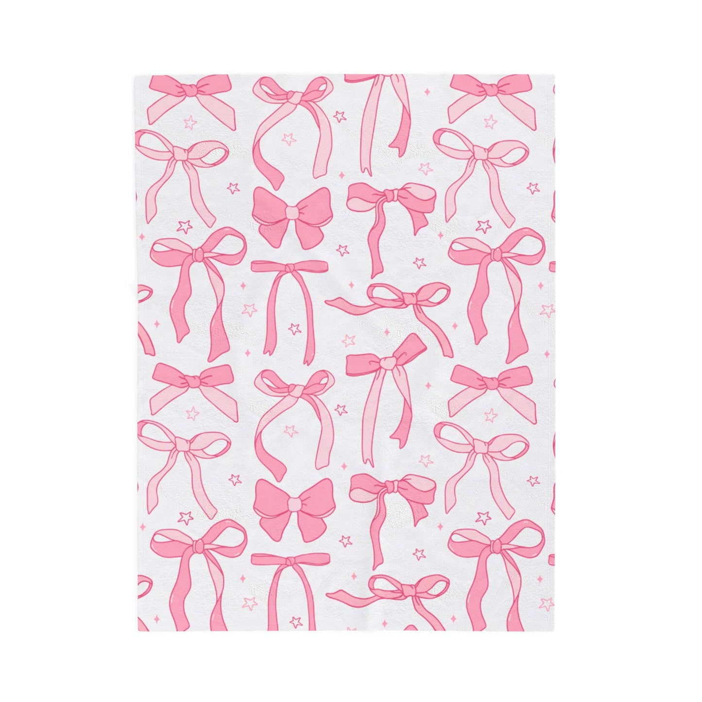 Pink Bow Velveteen Plush Blanket