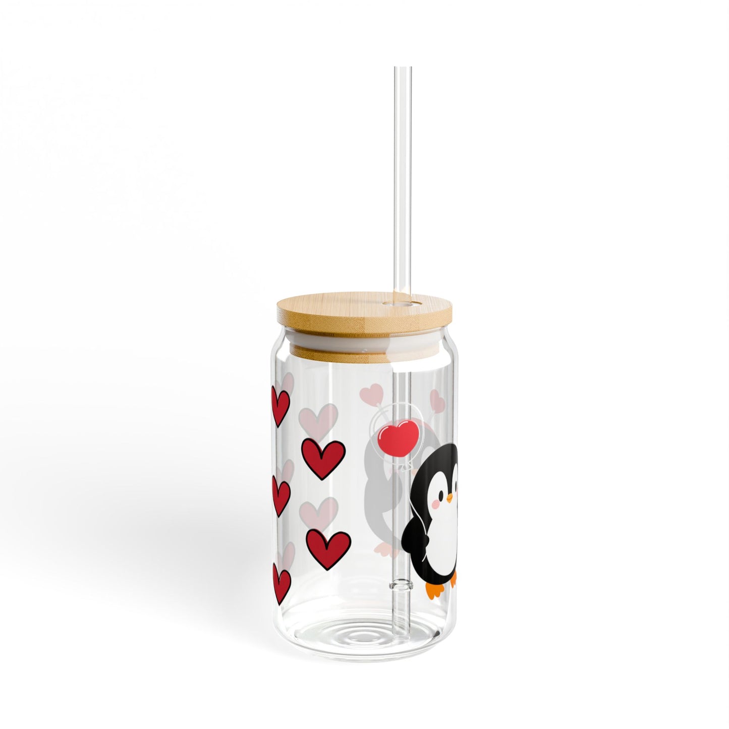 Couple Penguin Sipper Glass, 16oz