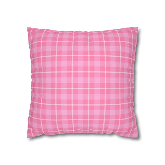 Cozy Pink Checkered Pillowcase