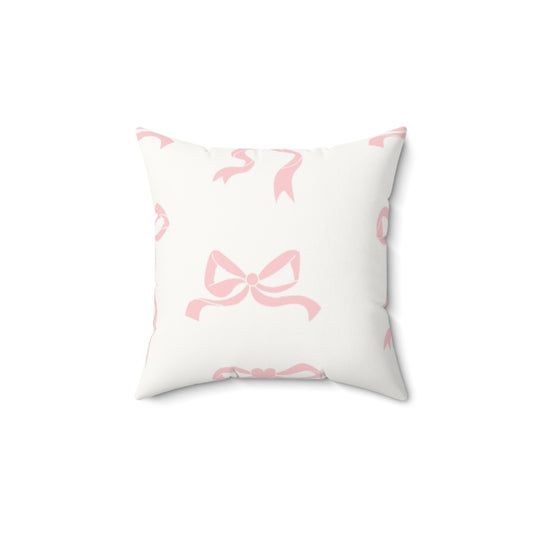 Bow coded Faux Suede Square Pillow