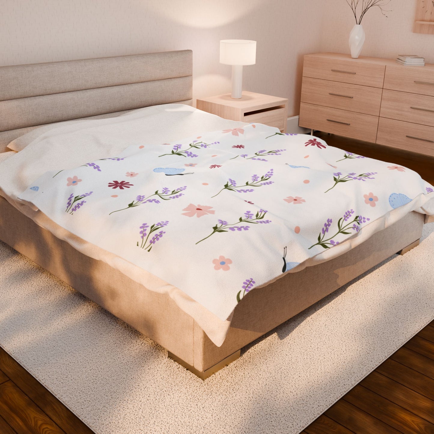 Floral Butterflies Velveteen Plush Blanket