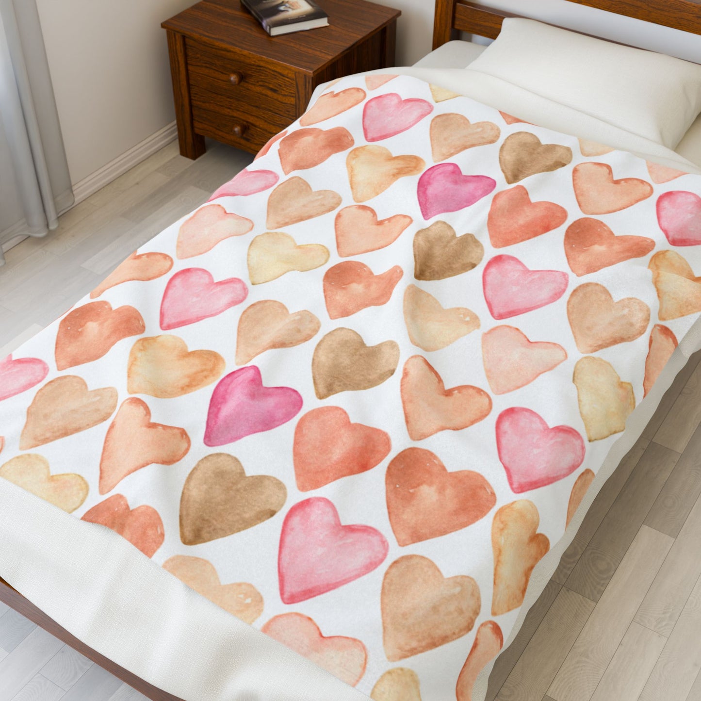 Cozy Heart Pattern Velveteen Plush Blanket