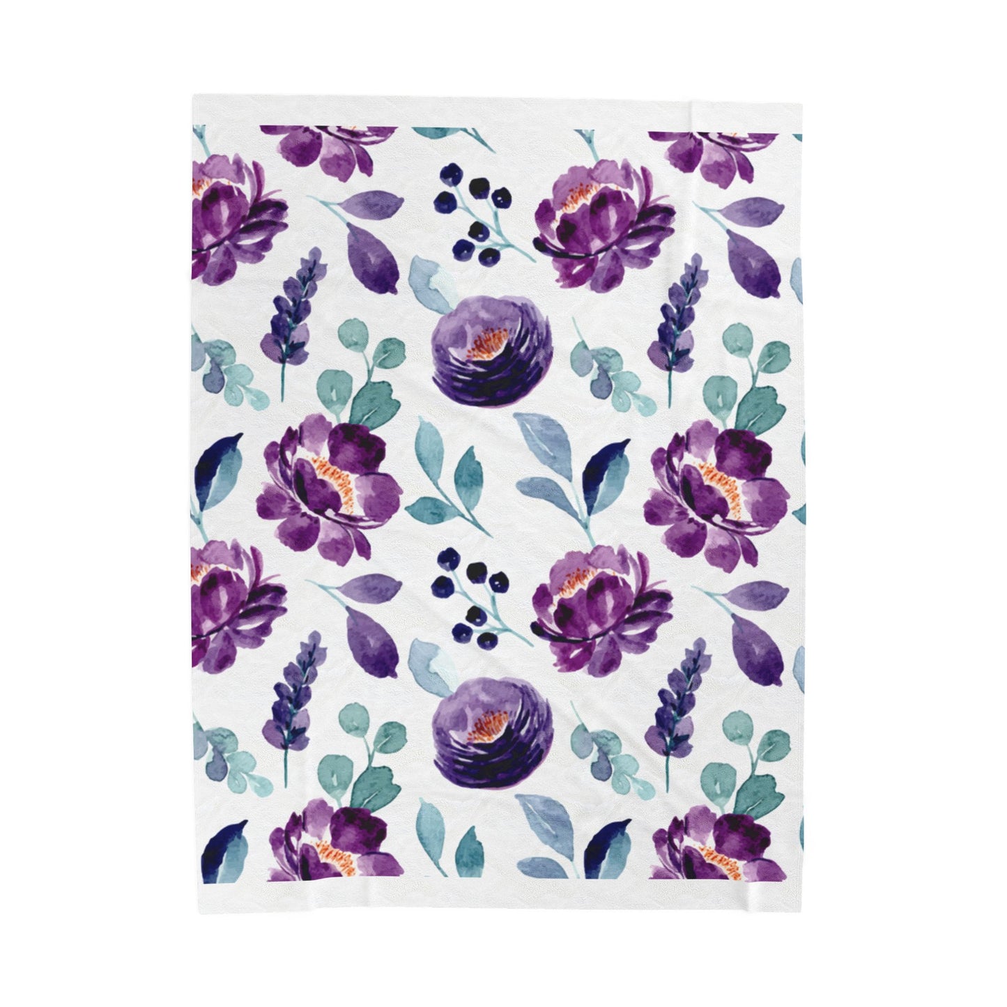 Violet Floral Velveteen Plush Blanket