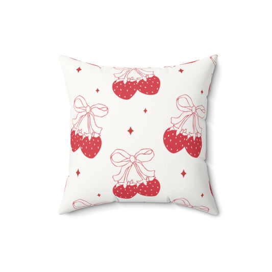 Charming Cherry Faux Suede Square Pillow