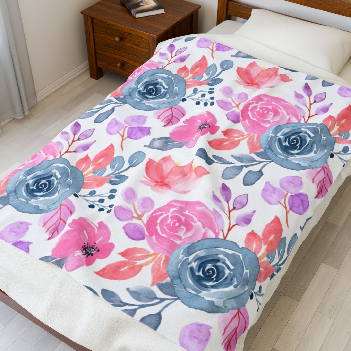 Floral Velveteen Plush Blanket