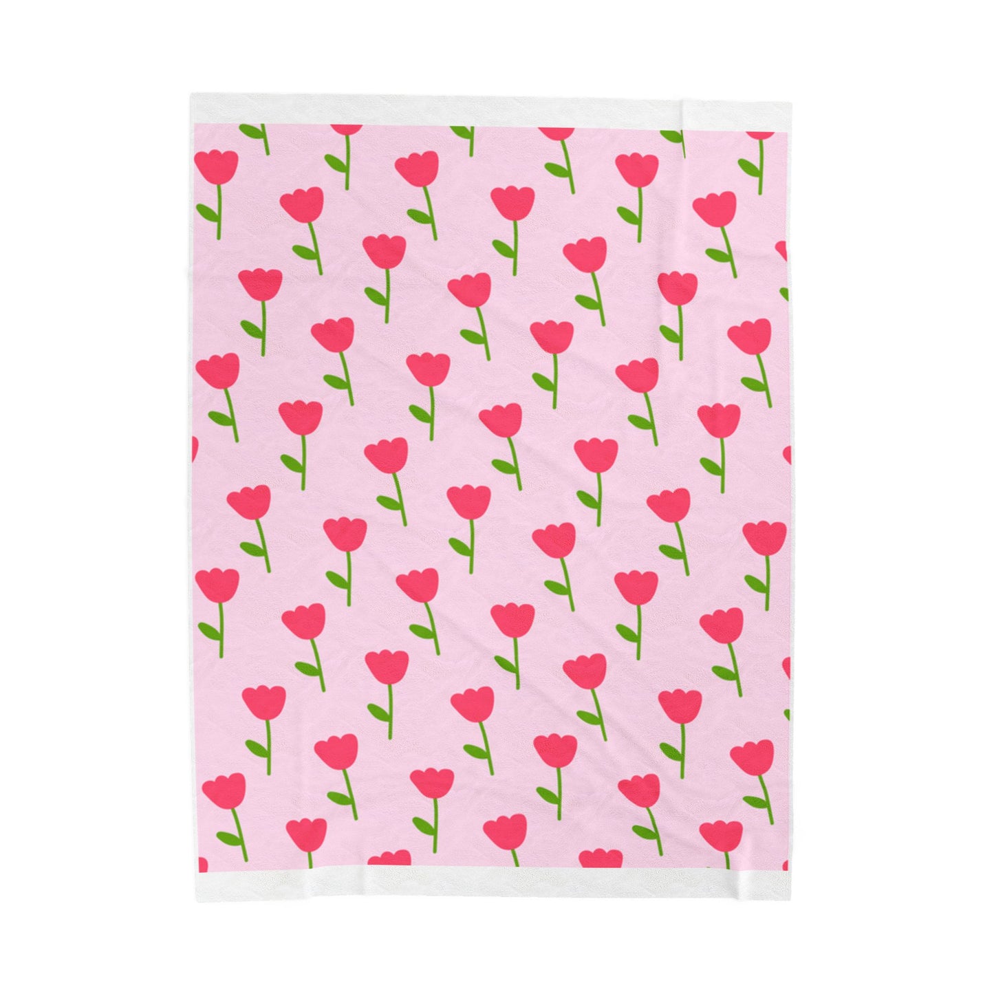 Pink Floral Velveteen Plush Blanket