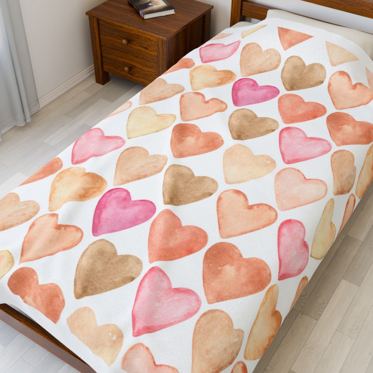 Cozy Heart Pattern Velveteen Plush Blanket