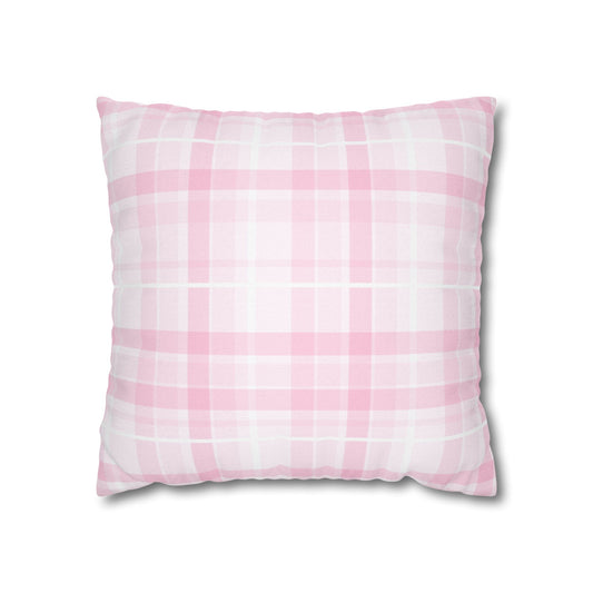 Chic Pink Plaid Square Pillowcase