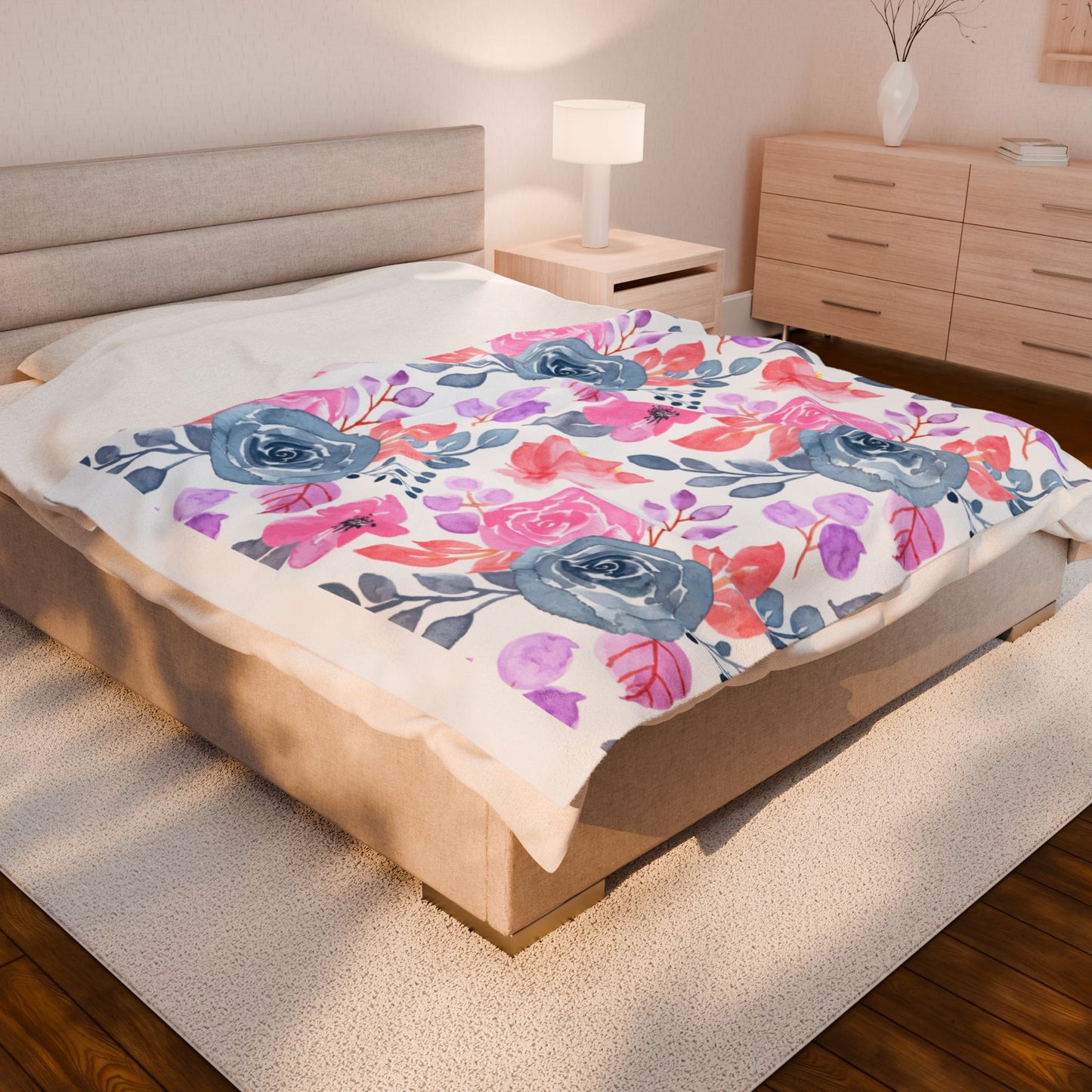 Floral Velveteen Plush Blanket