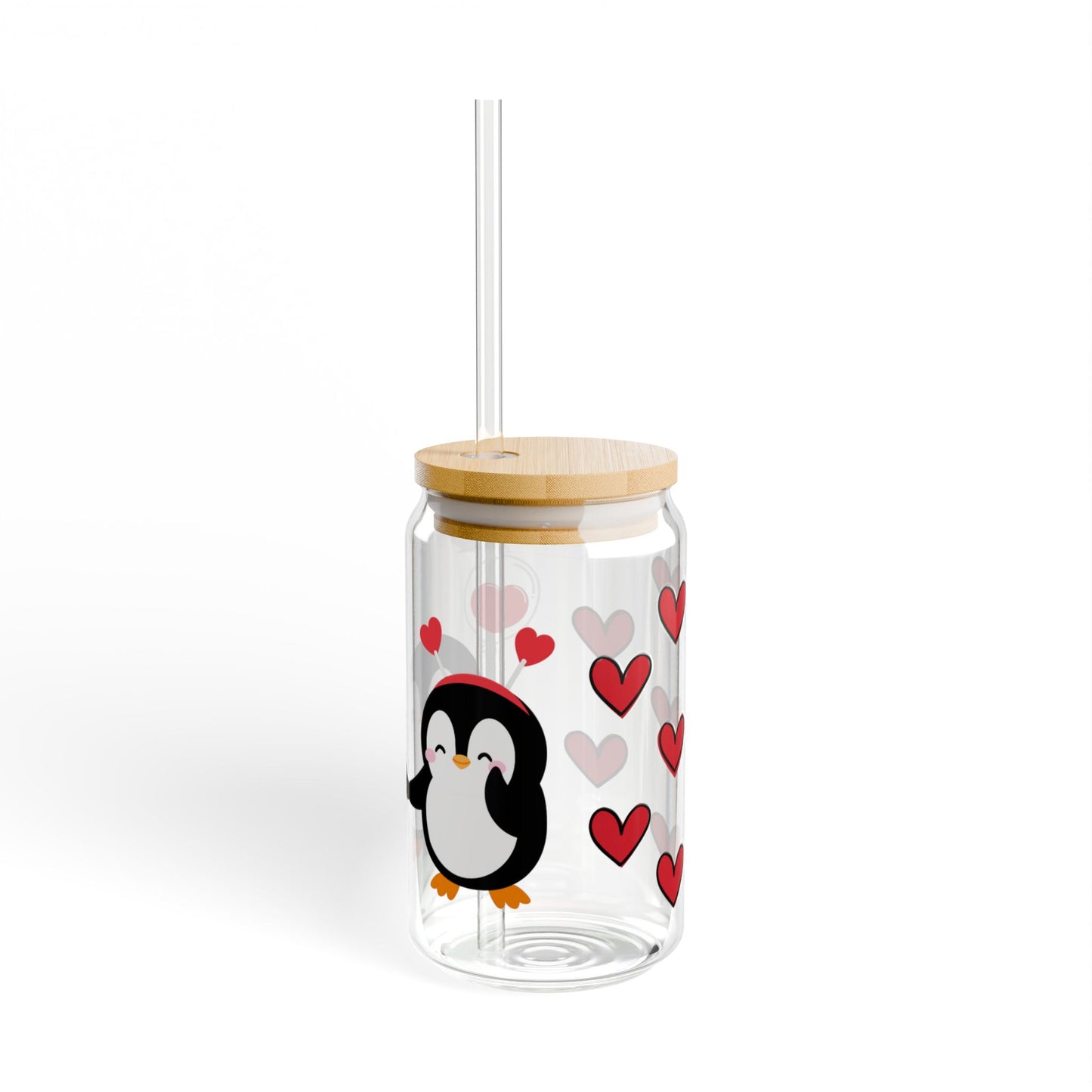 Couple Penguin Sipper Glass, 16oz