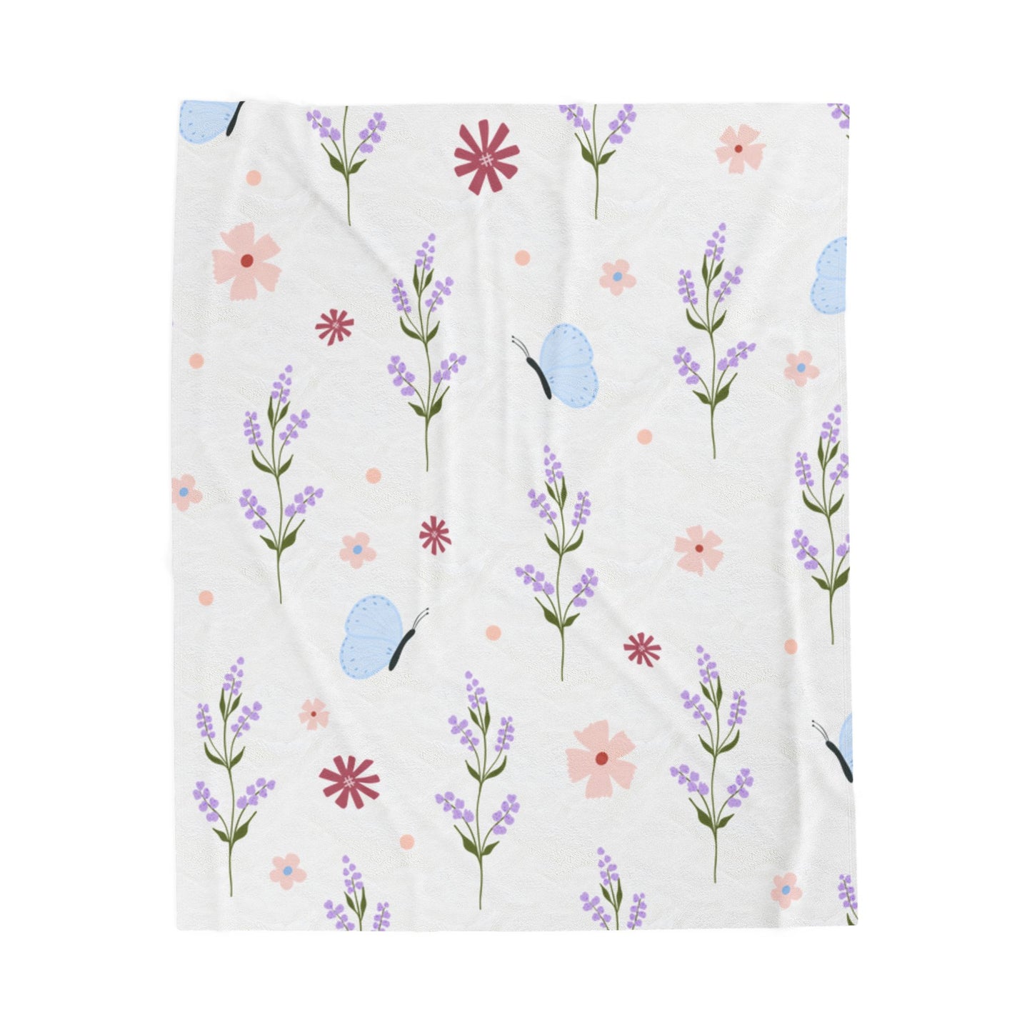 Floral Butterflies Velveteen Plush Blanket