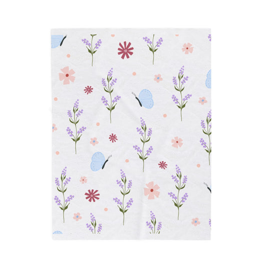 Floral Butterflies Velveteen Plush Blanket