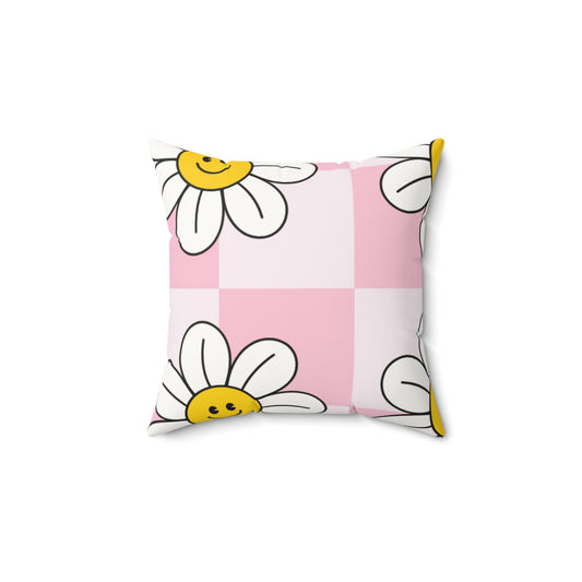 Cheerful Daisy Faux Suede Pillow