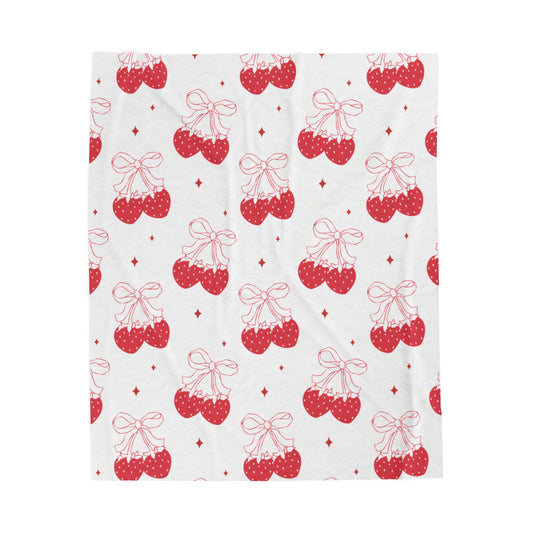 Cherry Bliss Velveteen Plush Blanket