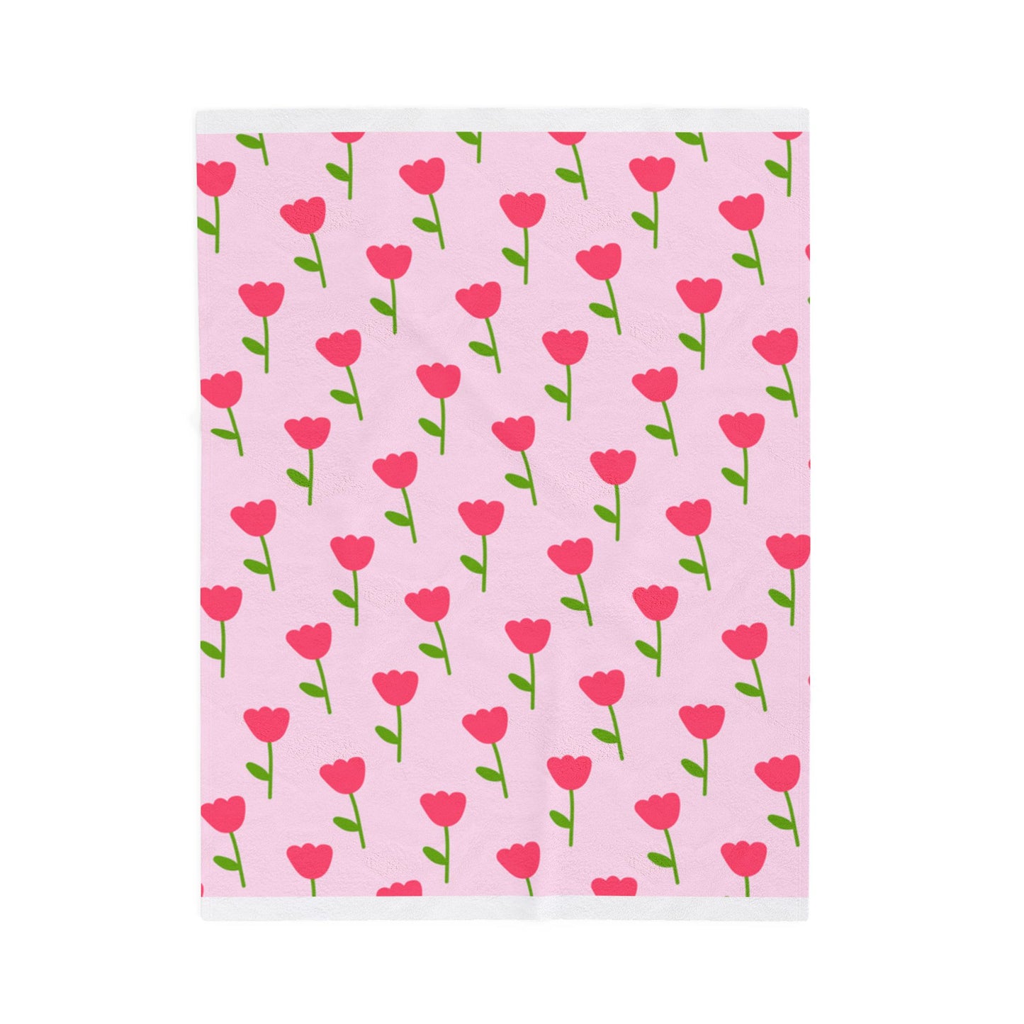 Pink Floral Velveteen Plush Blanket