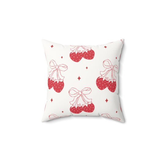 Charming Cherry Faux Suede Square Pillow