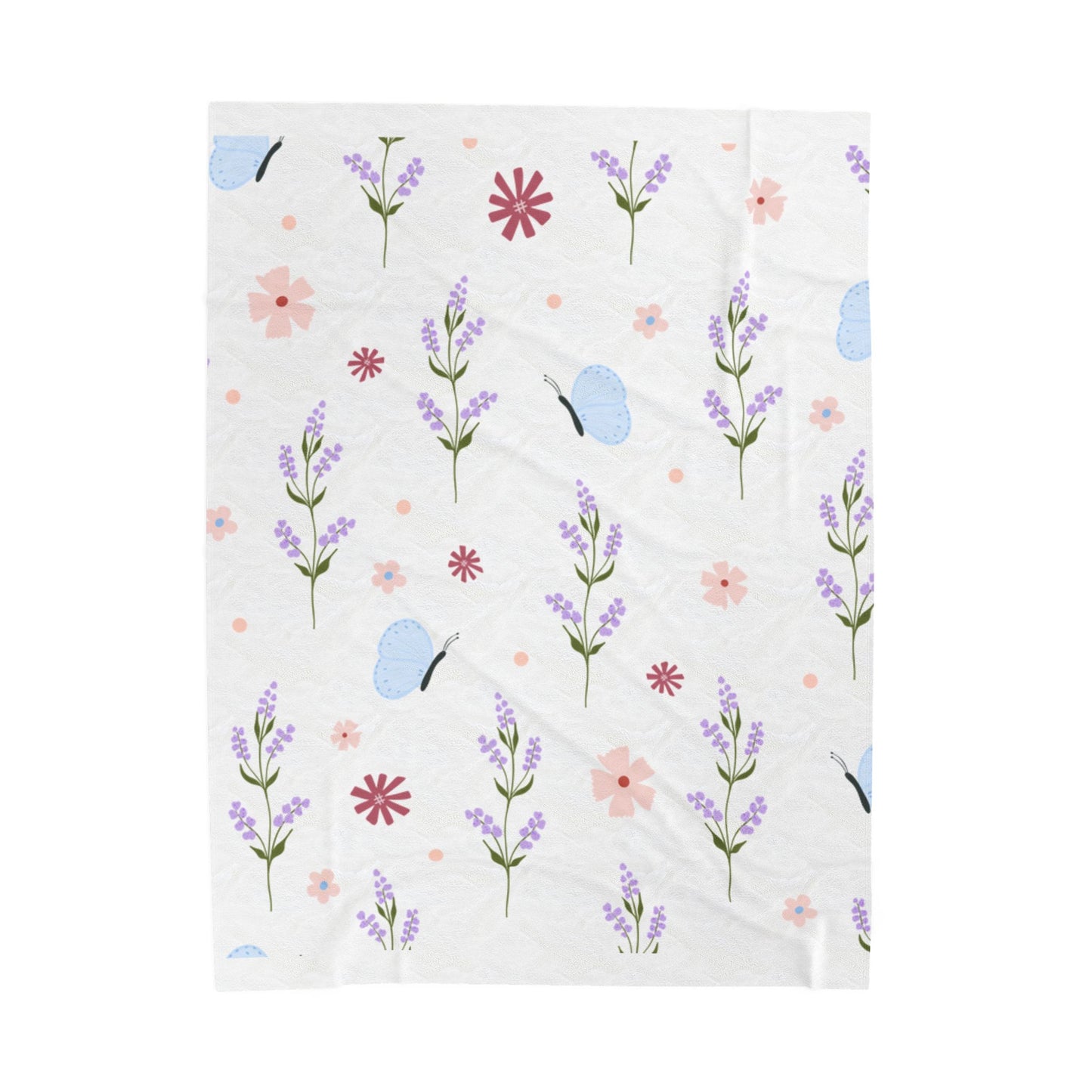 Floral Butterflies Velveteen Plush Blanket