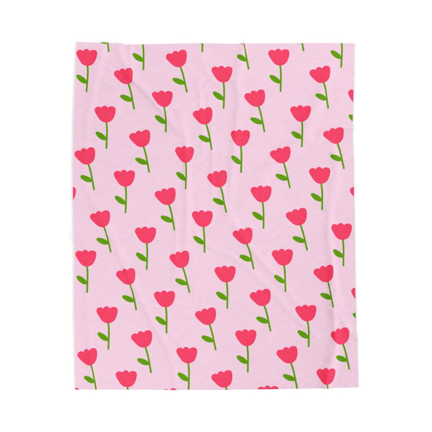 Pink Floral Velveteen Plush Blanket